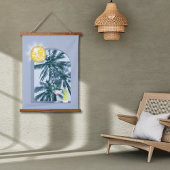 Party Lights Cocktails Disco Ball Palms op Blauw Hangend Wandkleed