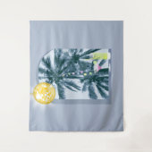 Party Lights Cocktails Disco Ball Palms op Blauw Wandkleed (Voorkant)