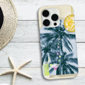 Party Lights Cocktails Disco Ball Palms op Geel Case-Mate iPhone Case