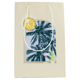 Party Lights Cocktails Disco Ball Palms op Geel Medium Cadeauzakje