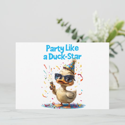 Party Like A Duck Star - Ontwerp voor een feesteli Kaart (Staand voorkant)