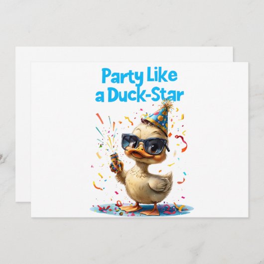 Party Like A Duck Star - Ontwerp voor een feesteli Kaart (Voorkant / Achterkant)