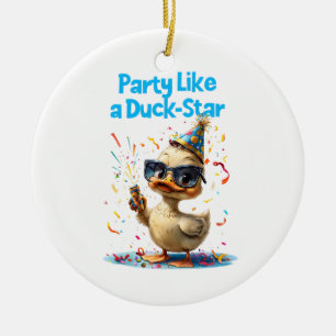 Party Like A Duck Star - Ontwerp voor een feesteli Keramisch Ornament