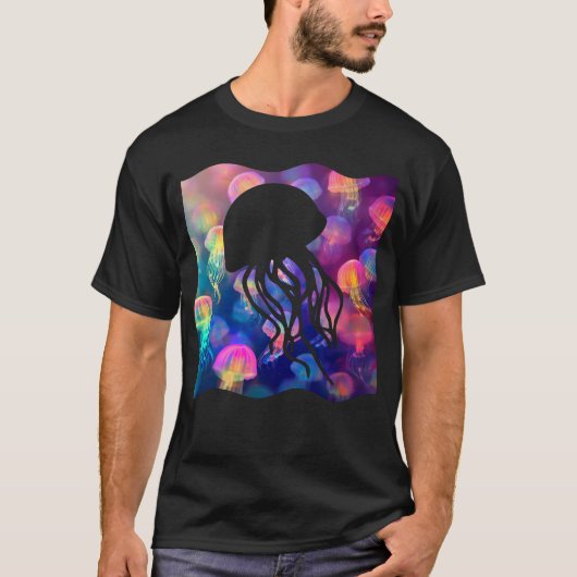 Party Like A Jellyfish Silhouette Aangepaste Manne T-shirt (Voorkant)