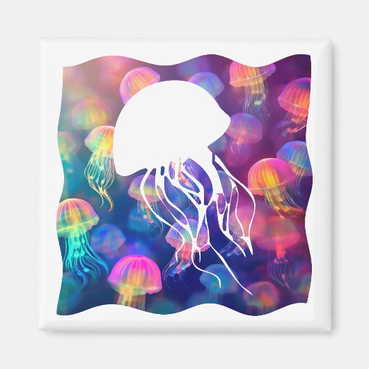 Party Like A Jellyfish Silhouette Magneet (Voorkant)