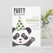 Party Like a Panda Kids Cute Birthday Party Kaart (Staand voorkant)