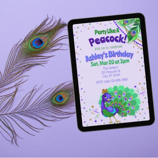 Party Like A Peacock Birthday Kaart