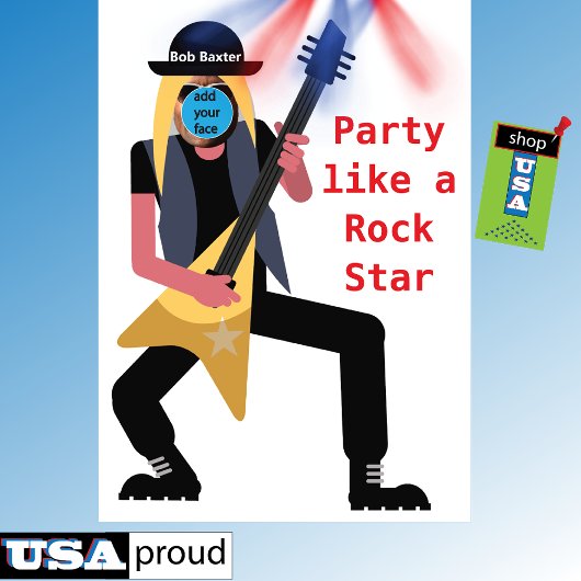 Party Like A Rockstar 🎸 Voeg je gezicht toe op de Kaart