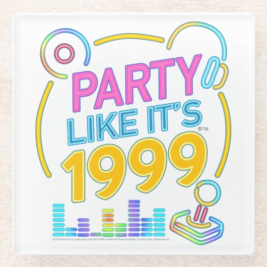 Party Like It’s 1999®™ – Neon Soundtrack  Glazen Onderzetter (Voorkant)