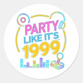 Party Like It’s 1999®™ – Neon Soundtrack Ronde Sticker
