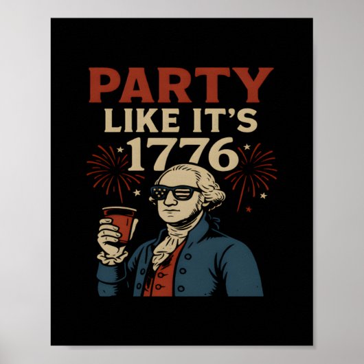 Party Like It's 1776 Grappig Patriottisch Drink De Poster (Voorkant)