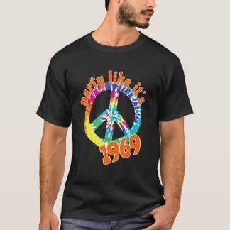 Party Like It's 1969  Retro Style Peace Sig T-shirt