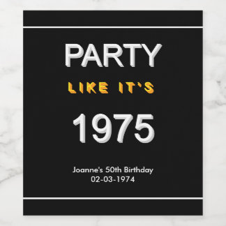 Party Like It's 1975 gepersonaliseerde wijnlabels Wijn Etiket