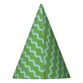 Party Lion Aqua Wavy Stripes op Groen Feesthoedjes (Achterkant)