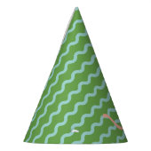 Party Lion Aqua Wavy Stripes op Groen Feesthoedjes (Links)