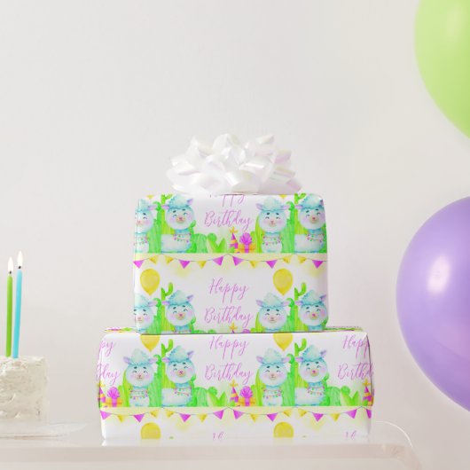 Party Llama Happy jarig Cadeaupapier (Feestgeschenken)