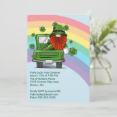 Party Lucky Irish Gnomen St Patricks Day Invite Feestdagenkaart (Staand voorkant)