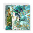 Party Mask Champagne Blue Gold Masquerade