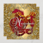 Party Masquerade Red Gold Silver Kaart (Voorkant / Achterkant)