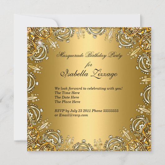 Party Masquerade Red Gold Silver Kaart (Achterkant)