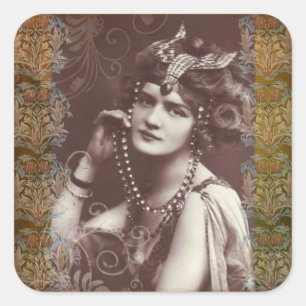 Party Meisje op Victoriaans Tapestry Stickers