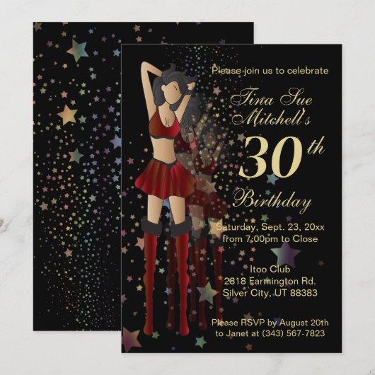 Party Meisje Verjaardag Kaart (Voorkant / Achterkant)