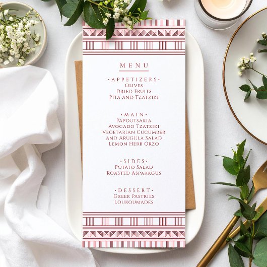 Party Menu with for Goddess Party