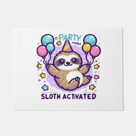 Party Mode Sloth Activated Birthday Balloon Sloth  Deurmat (Voorkant)