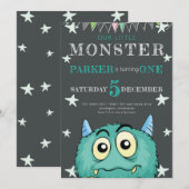 Party Monster Kids Verjaardag Kaart (Voorkant / Achterkant)