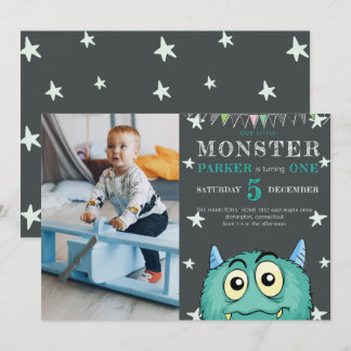 Party Monster Kids Verjaardagsfoto Kaart
