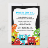 Party Monsters | Uitnodiging voor feestdag bij jon (Voorkant)