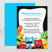Party Monsters | Uitnodiging voor feestdag bij jon (Voorkant / Achterkant)