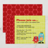 Party Monsters | Uitnodiging voor feestdag bij jon (Voorkant / Achterkant)