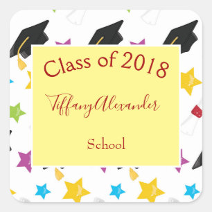 Party Multi-Color Hedendaags Afstuderen Vierkante Sticker