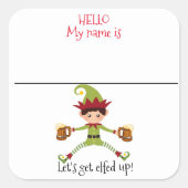 Party Naam Tag Grappige Kerst Elf Vierkante Sticker (Voorkant)