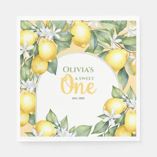 Party Napkins Lemon citrus 1e verjaardag. Servet (Voorkant)