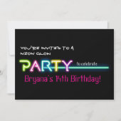 PARTY Neon Glow Lights Rave Club Party Uitnodigen Kaart (Voorkant)