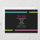 PARTY Neon Glow Lights Rave Club Party Uitnodigen Kaart (Achterkant)