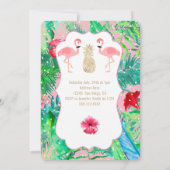 Party Nodig Flamingo Luau uit Kaart (Achterkant)
