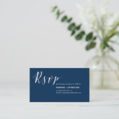 Party Nodigt RSVP, Modern Elegant Navy Blue Informatiekaartje (Staand voorkant)