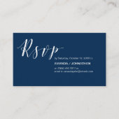 Party Nodigt RSVP, Modern Elegant Navy Blue Informatiekaartje (Voorkant)