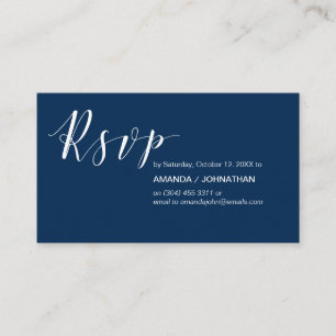 Party Nodigt RSVP, Modern Elegant Navy Blue Informatiekaartje