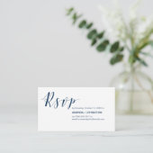 Party Nodigt RSVP, Modern Elegant Navy Blue Informatiekaartje (Staand voorkant)