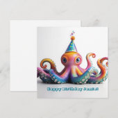 Party Octopus - Leuk verjaardagsontwerp Feestdagenkaart (Voorkant / Achterkant)