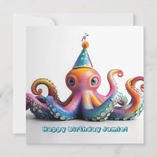 Party Octopus - Leuk verjaardagsontwerp Feestdagenkaart (Voorkant)