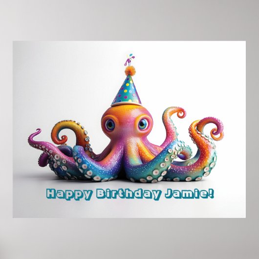 Party Octopus - Leuk verjaardagsontwerp Poster (Voorkant)