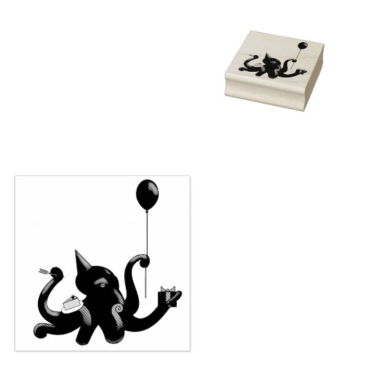 Party Octopus Rubberstempel (Gestempeld)