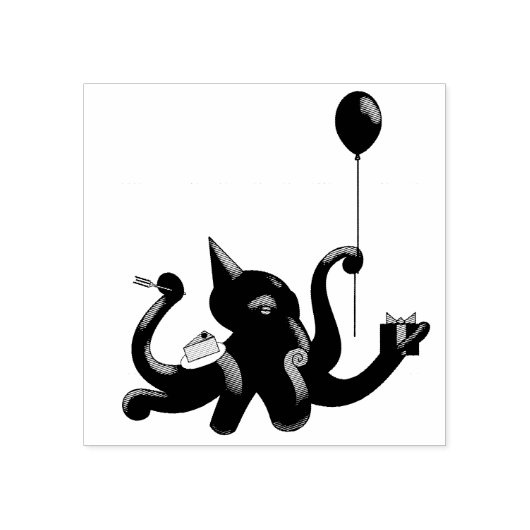 Party Octopus Rubberstempel (Afrduk)