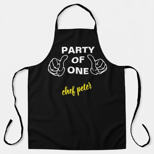 "Party of One" Chef Apron - Custom Kitchen Gift Schort (Voorkant)