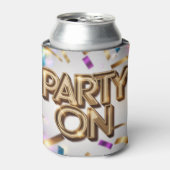 Party On Gold Text Streamers Blikjeskoeler (Blikje Voorkant)